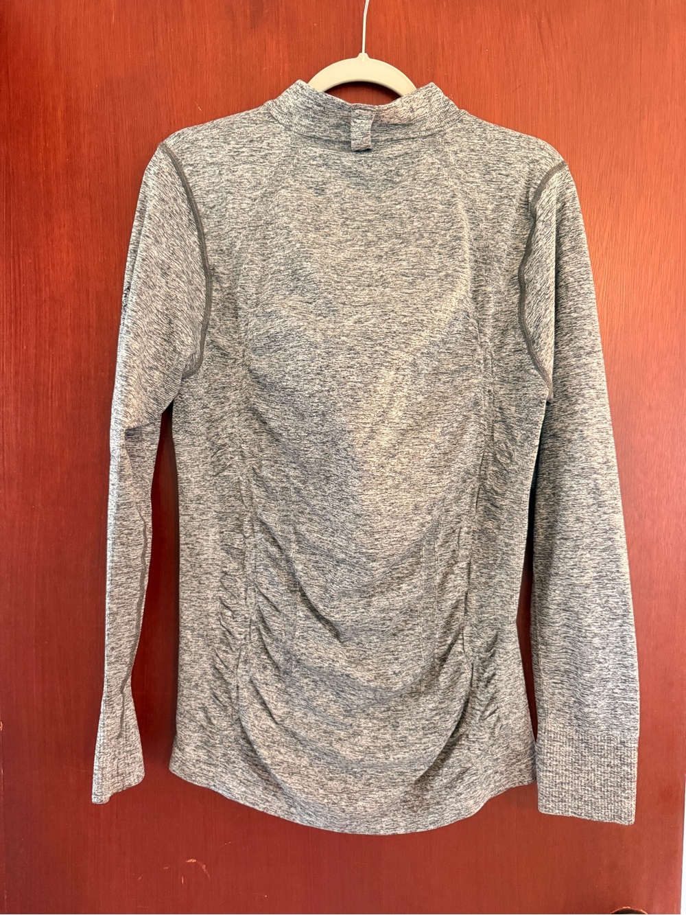 Gray Long Sleeve Mock Neck Top with Side Ruching